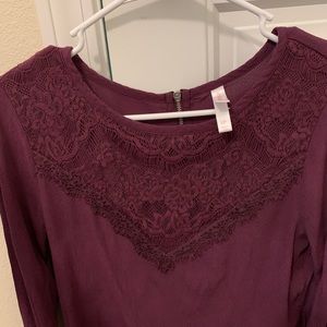 Lace Front Burgundy Blouse Small